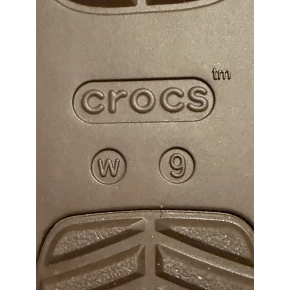 CROCS Tan and Brown Wedge Slide Sandals